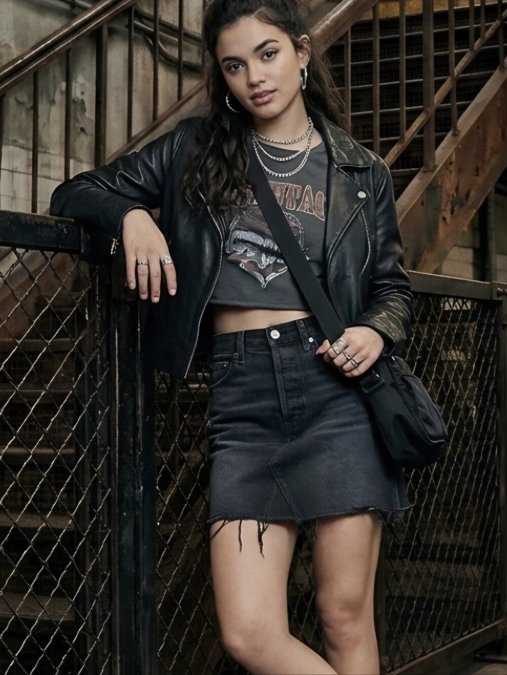 Distressed Black Denim Mini Skirt | Y2K Grunge Raw Hem Skirt